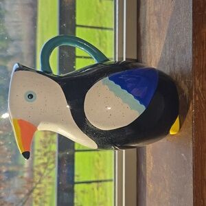 Colorful Toucan Ceramic Water Pitcher or Vase